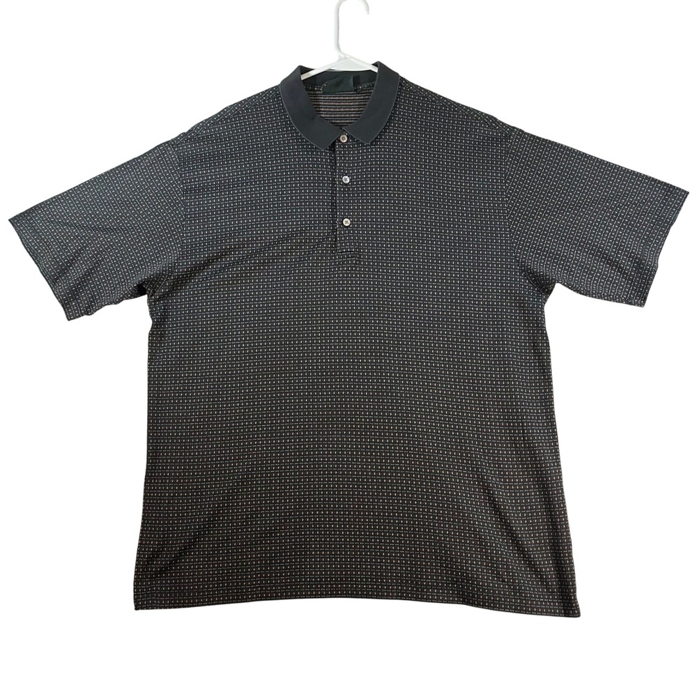 Bobby Jones Collection Mens XL Polo Shirt Dark Grey Geometric Knit Short Sleeve